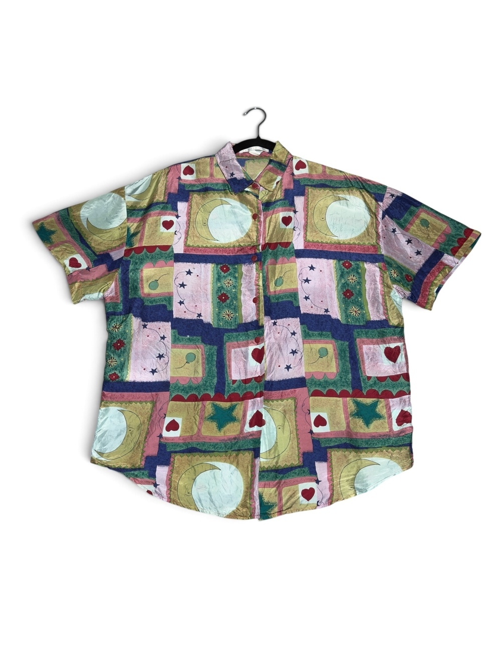 Vintage The Limited Silk Mixed Print Short Sleeve Button-Up Shirt Size S